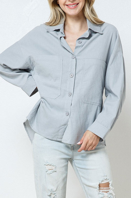 Collared patch pocket shirt top (RSSW4919)