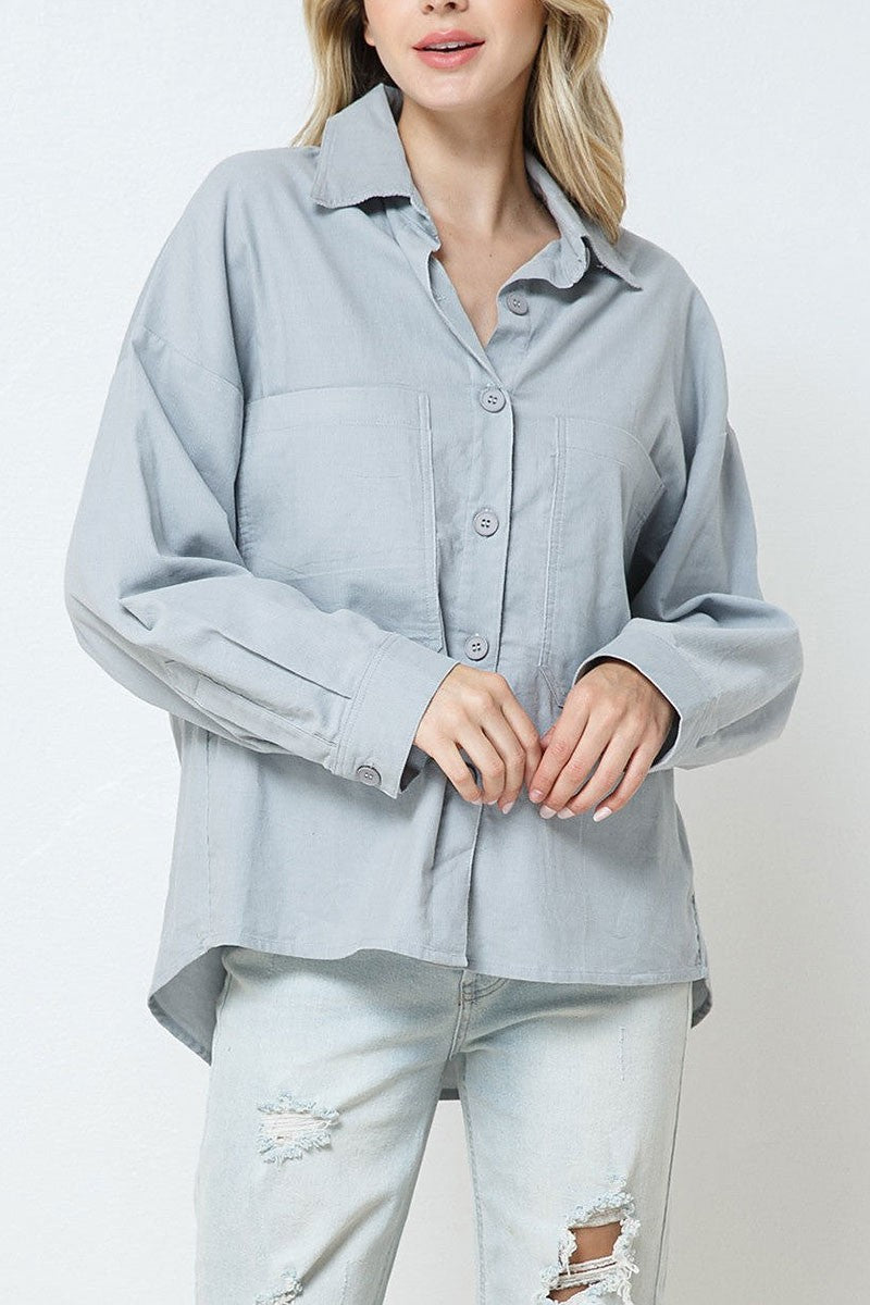 Collared patch pocket shirt top (RSSW4919)