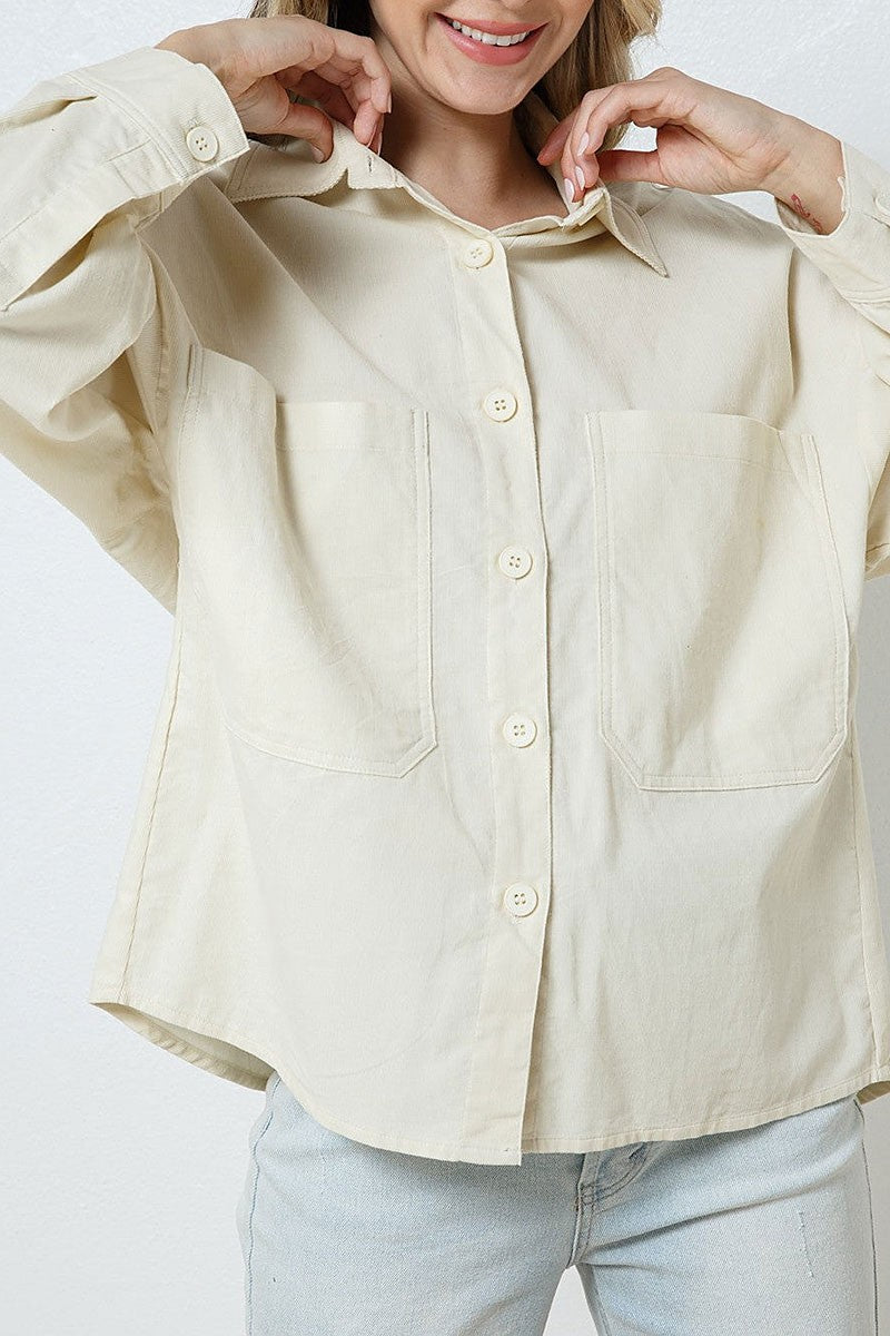 Collared patch pocket shirt top (RSSW4919)