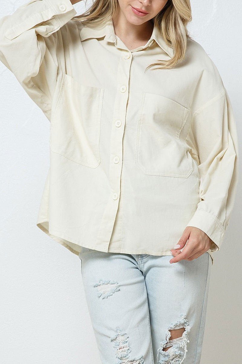 Collared patch pocket shirt top (RSSW4919)