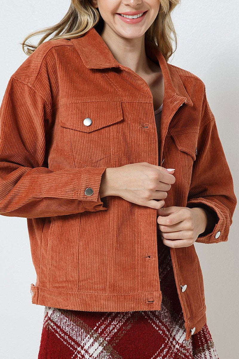 Corduroy collared button down jacket (RSSW4920)