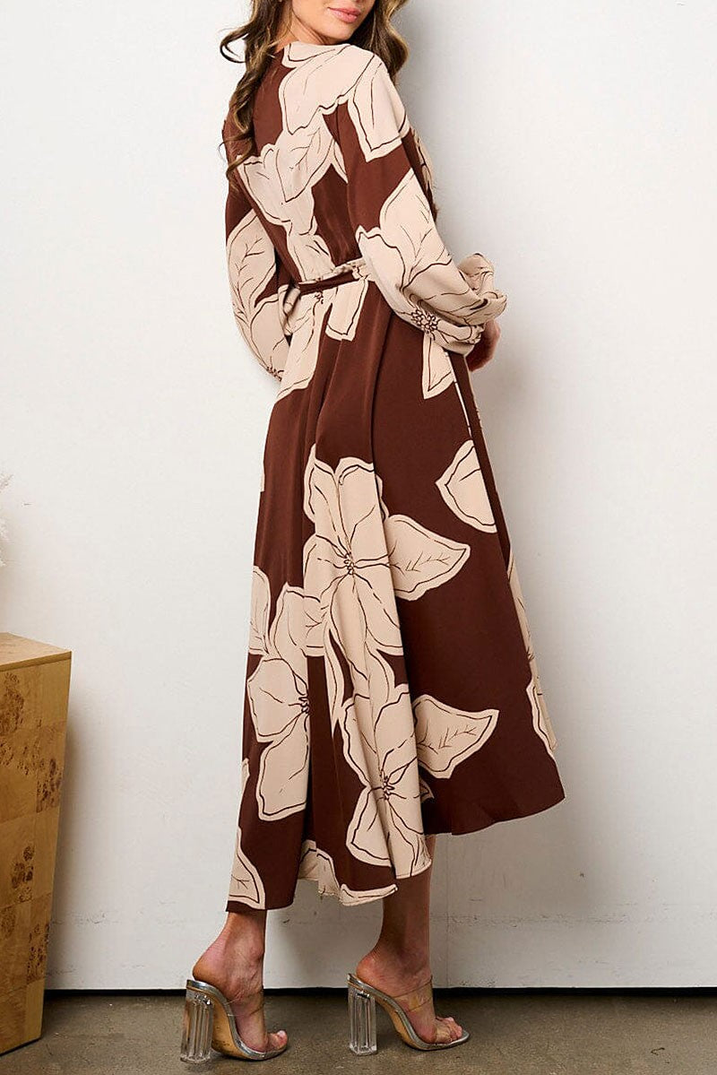 Self tie high-low floral print surplice maxi dress (RVWT8021)