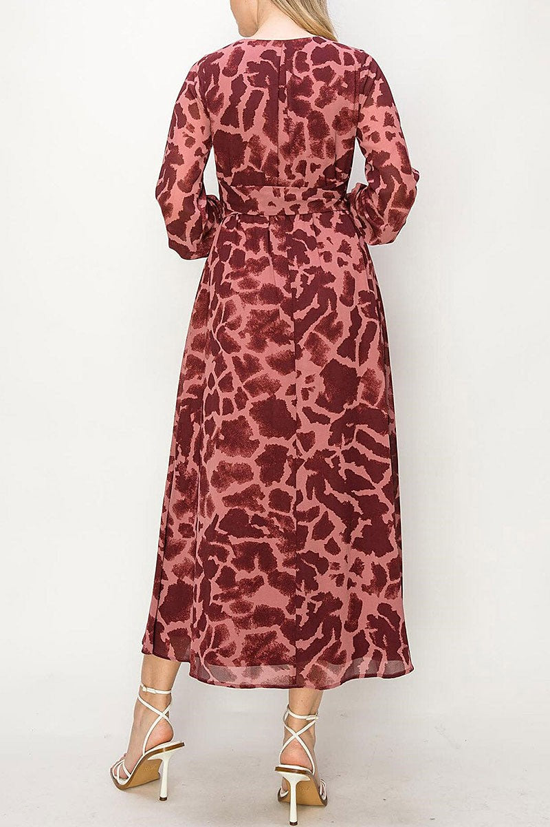 Animal print surplice maxi dress (RVWT8023)