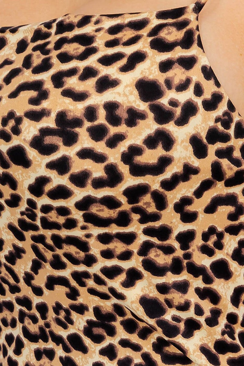 Side ruched bodycon animal print mini dress (RVWT8060)