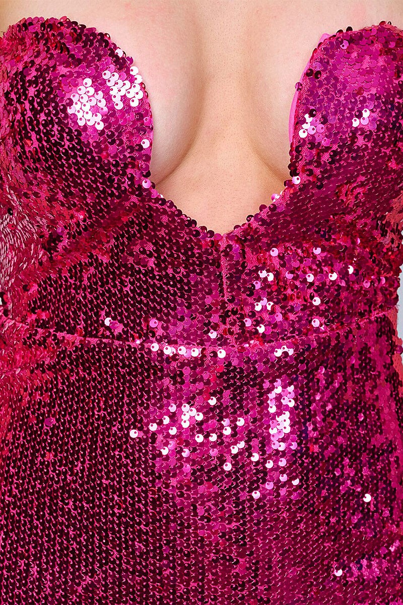 Sleeveless v-neck bodycon sequins mini dress (RVWT8076)