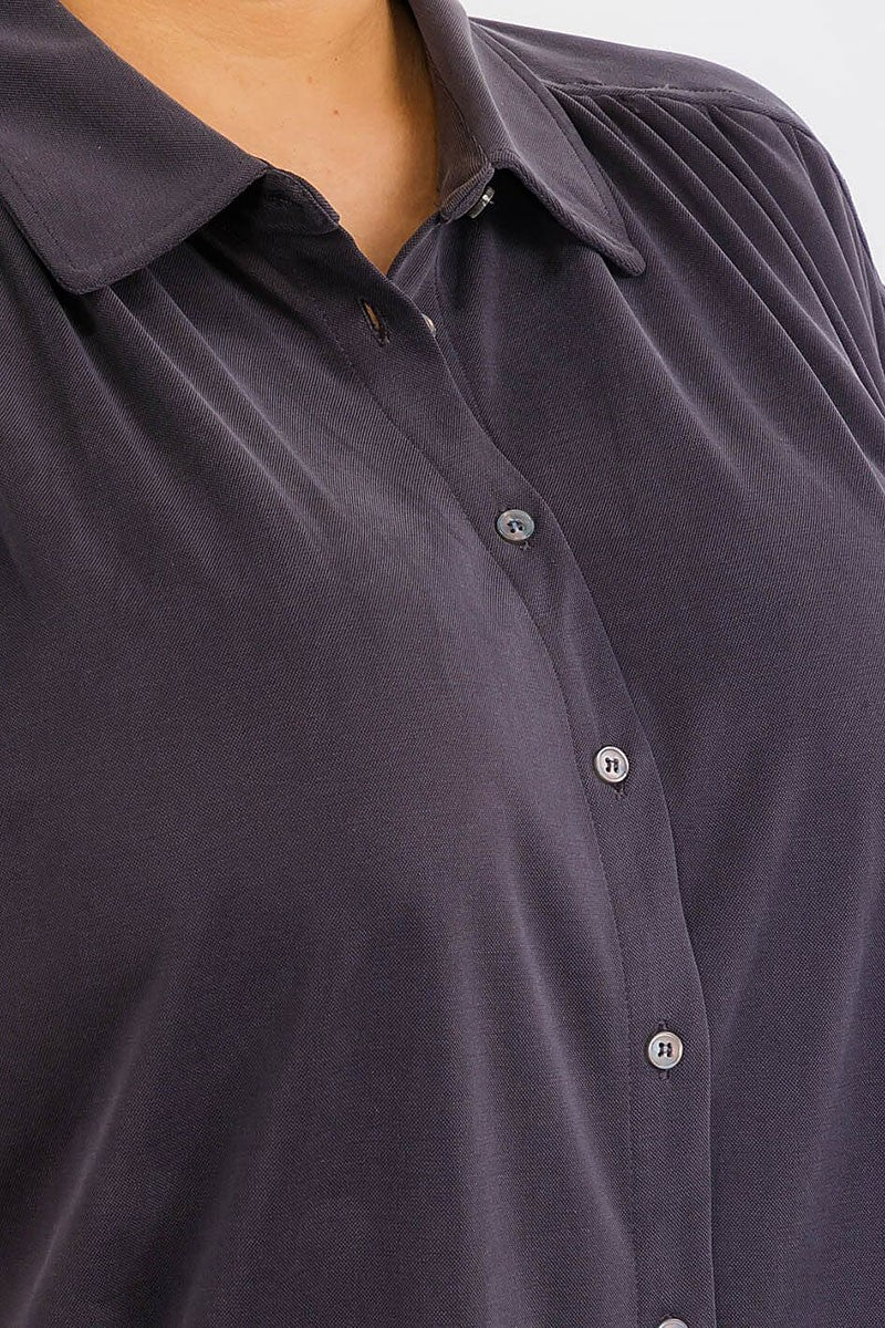 Plus size short button up blouse top (RVWT8100)