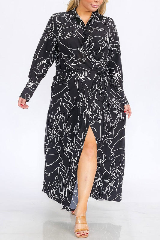 Button up printed wrap maxi dress (RVWT8301)