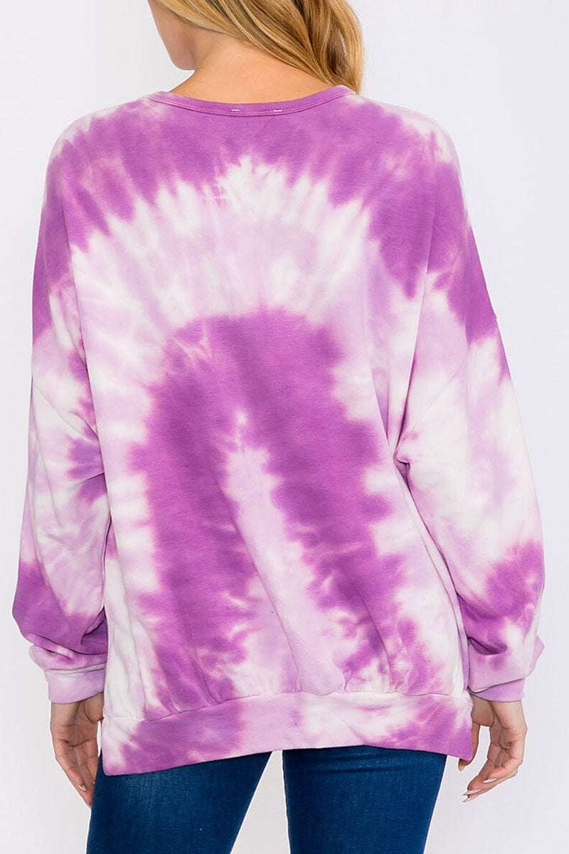 Tie dye colorblock pullover sweater (RVWT8407)