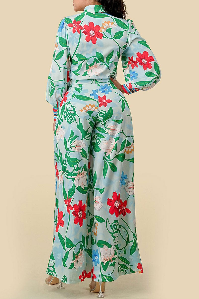 Blouse & wide leg pants floral print 2pc. set (RVWT8429)