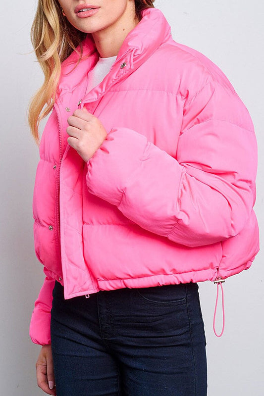 Long sleeve button closure zip up puffer jacket (RVWT8462)