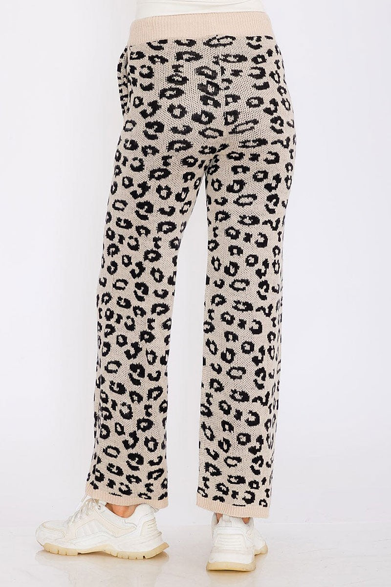 Elastic waist front pockets animal print pants (RVWT8464)