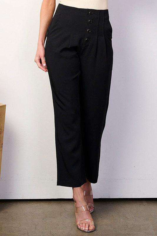 Button up front pockets wide leg pants (RVWT8465)