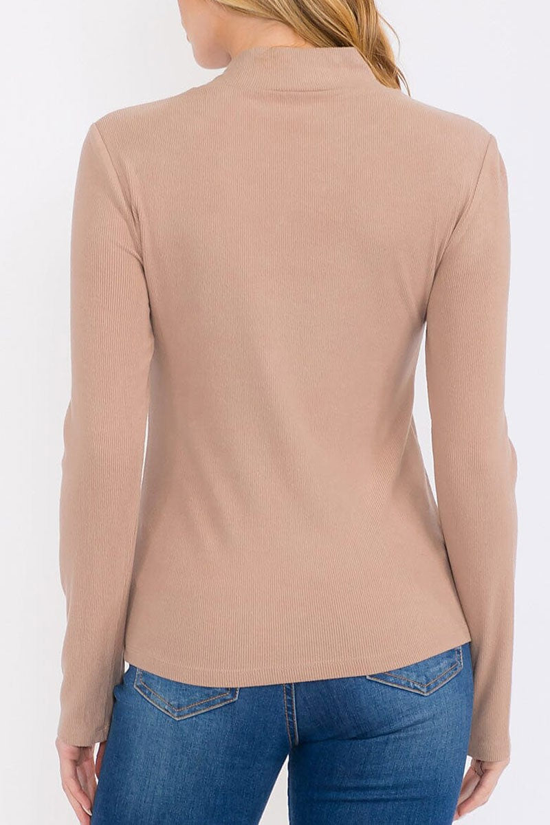 Long sleeves mock neck pear detailed top (RVWT8499)