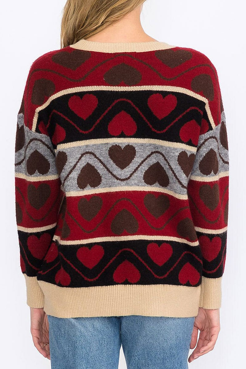 Pullover colorblock multi print sweater (RVWT8551)