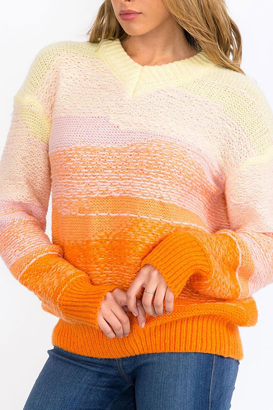 Long sleeves pullover colorblock sweater (RVWT8552)