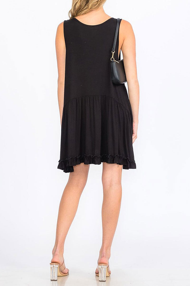 Sleeveless high-low tunic mini dress (RVWT8583)