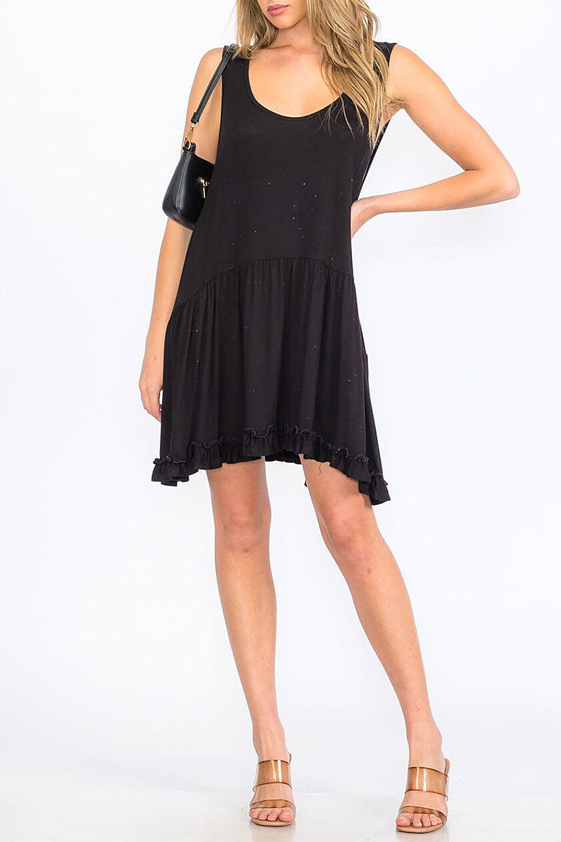 Sleeveless high-low tunic mini dress (RVWT8583)