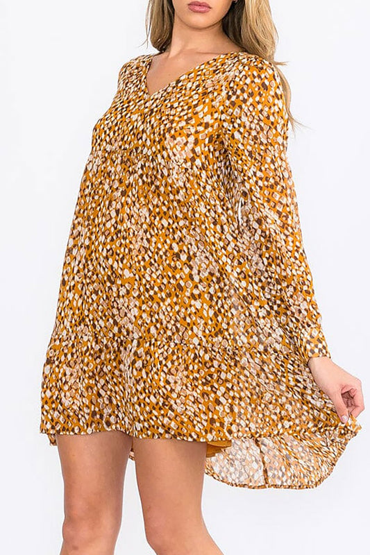 V-neck tunic animal print tunic mini dress (RVWT8587)