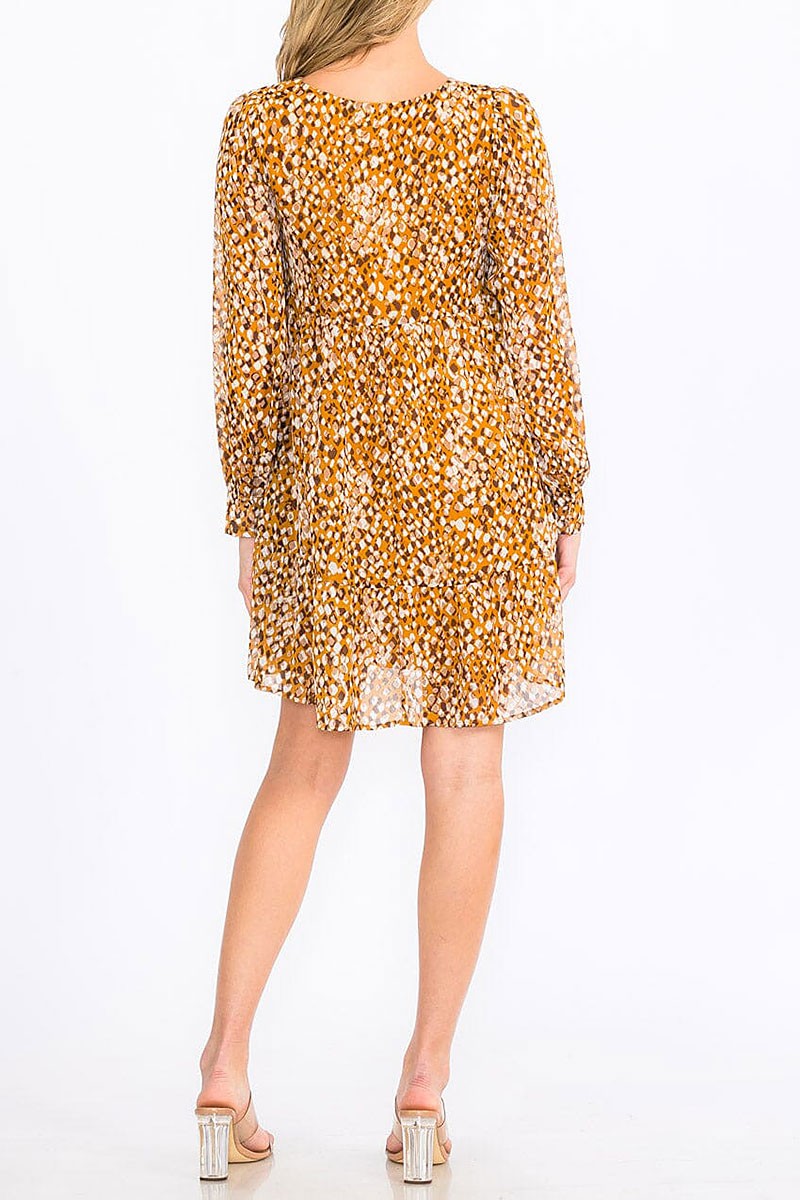 V-neck tunic animal print tunic mini dress (RVWT8587)