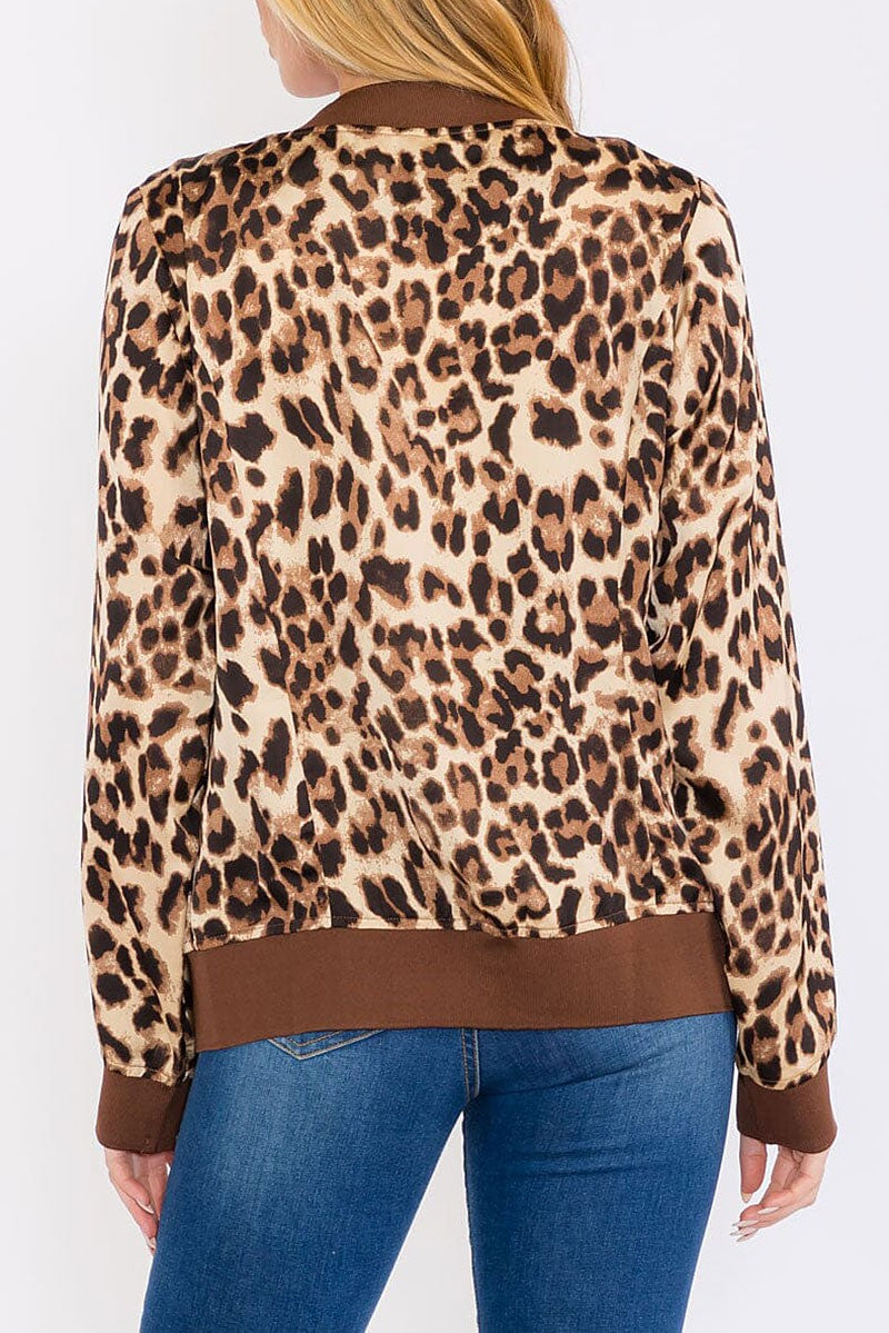 Zip up color block animal print jacket (RVWT8588)