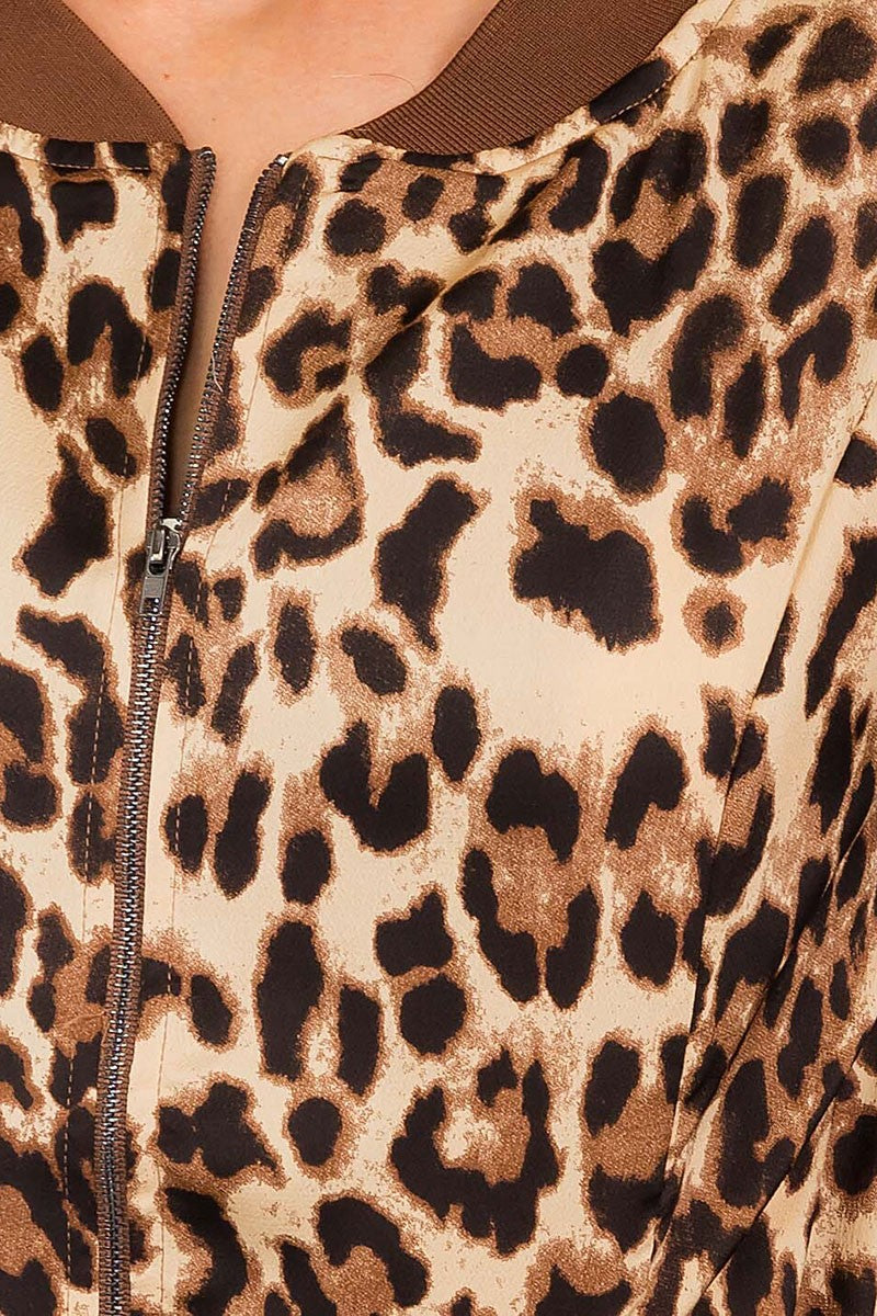 Zip up color block animal print jacket (RVWT8588)