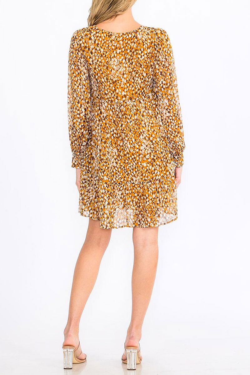 V-neck tunic animal print tunic mini dress (RVWT8612)