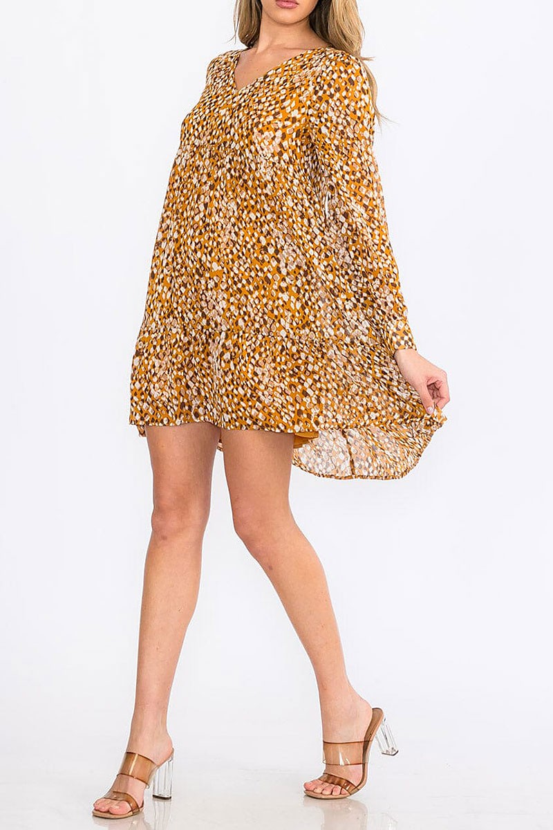 V-neck tunic animal print tunic mini dress (RVWT8612)