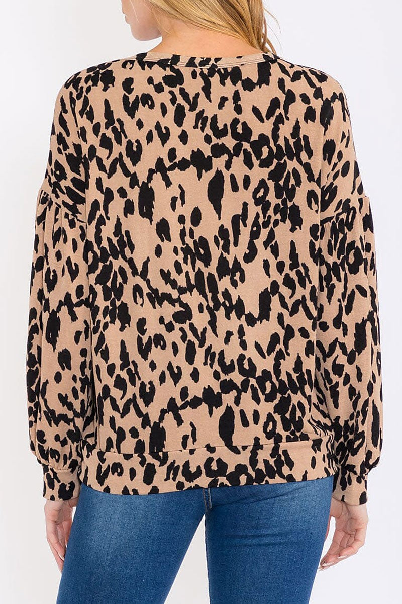 Long sleeve animal print blouse top (RVWT8627)