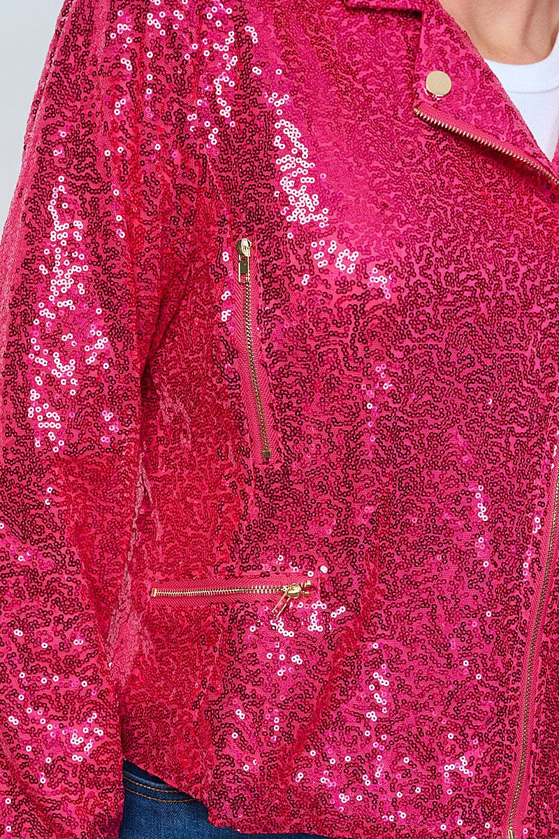 Long sleeve zip up sequins blazer (RVWT8789)