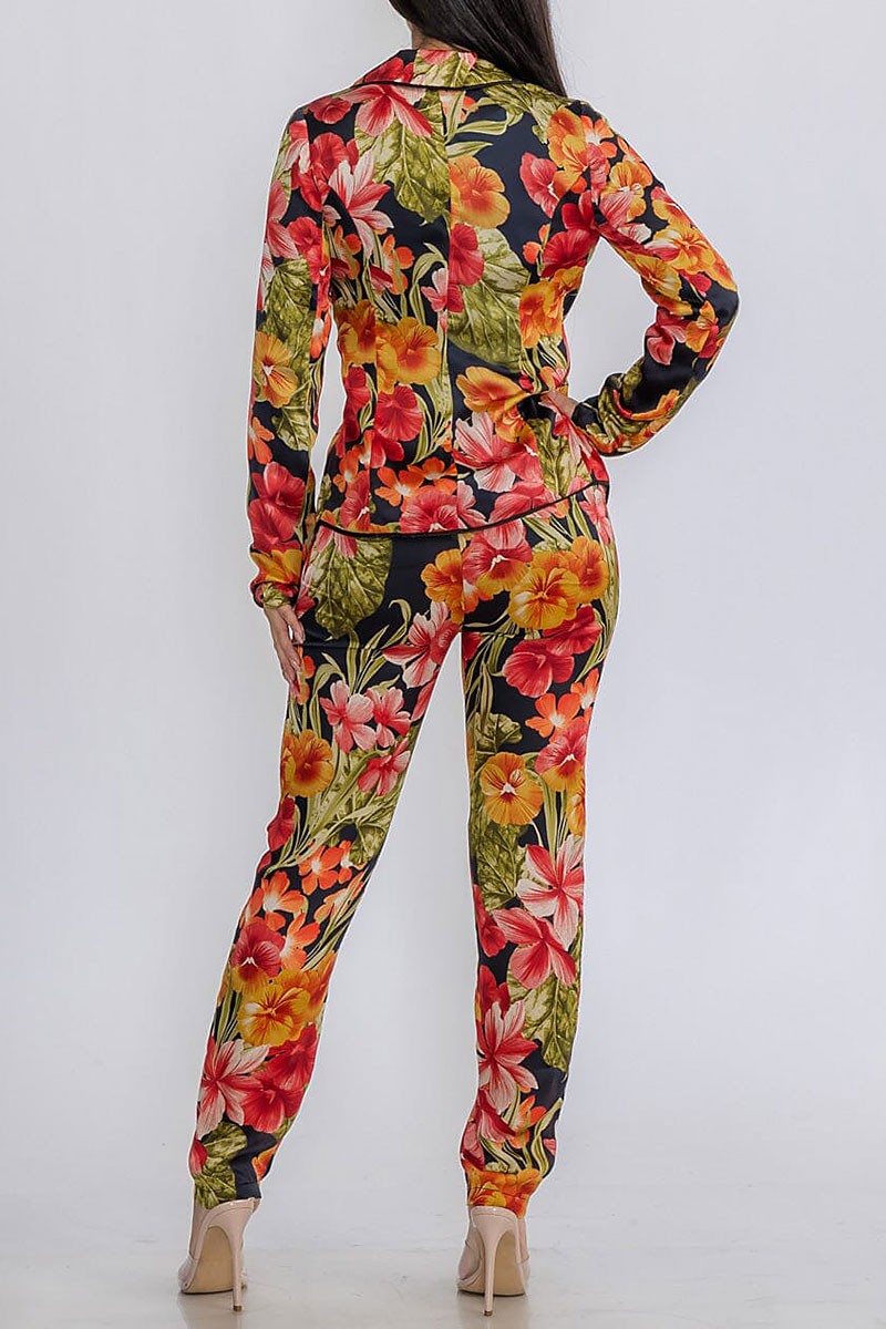 Crop top with blazer &amp; pants floral 3pc. set (RVWT9061)