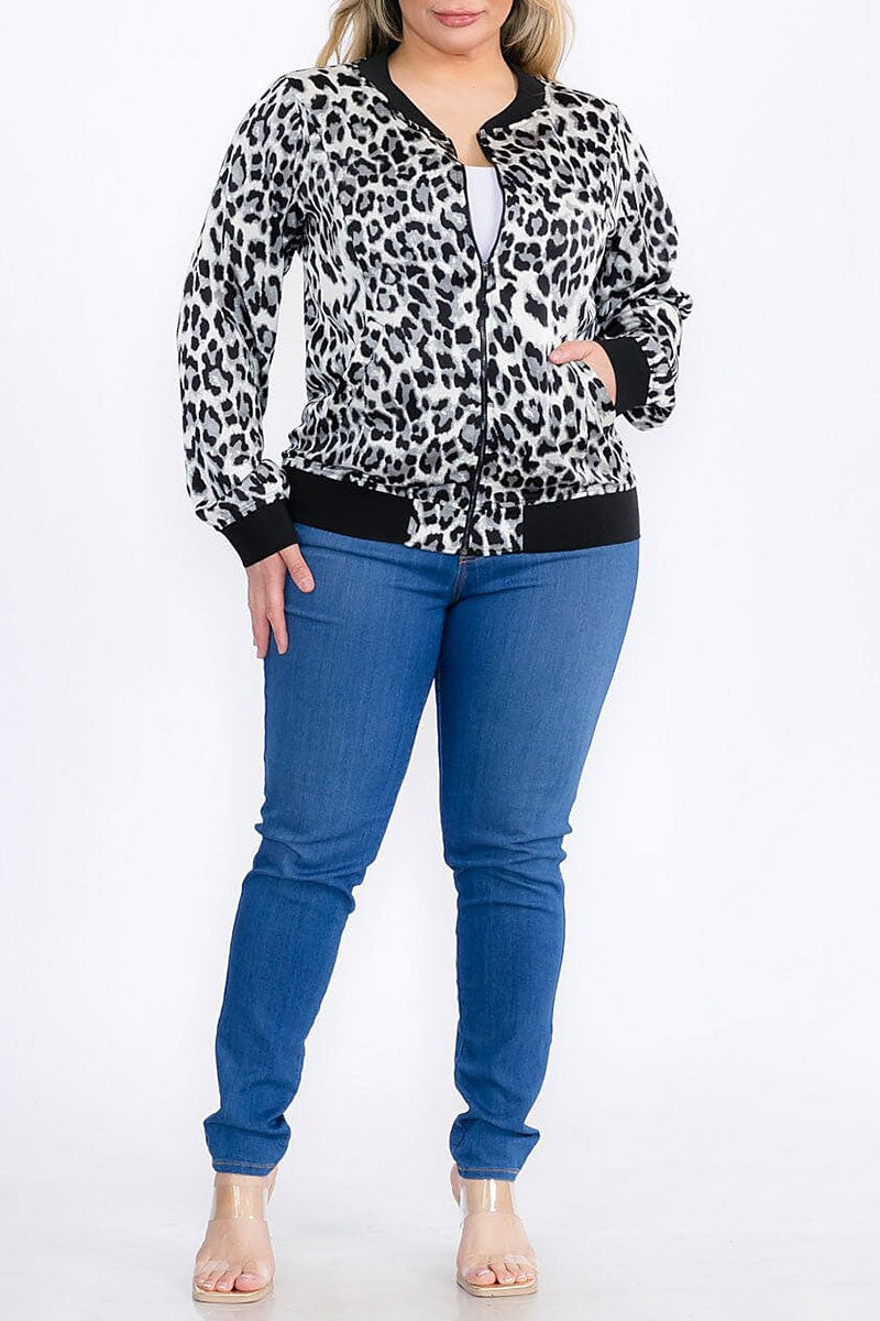 Zipper closure animal print jacket (RVWT9080)