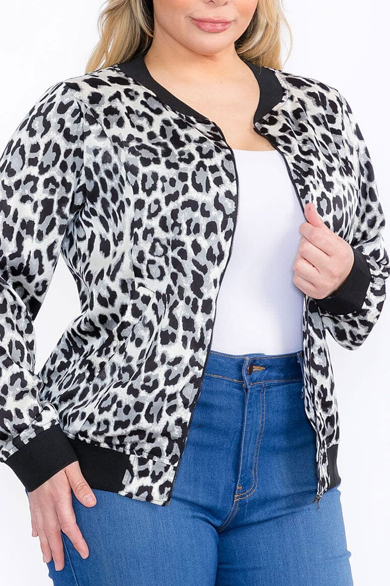 Zipper closure animal print jacket (RVWT9080)