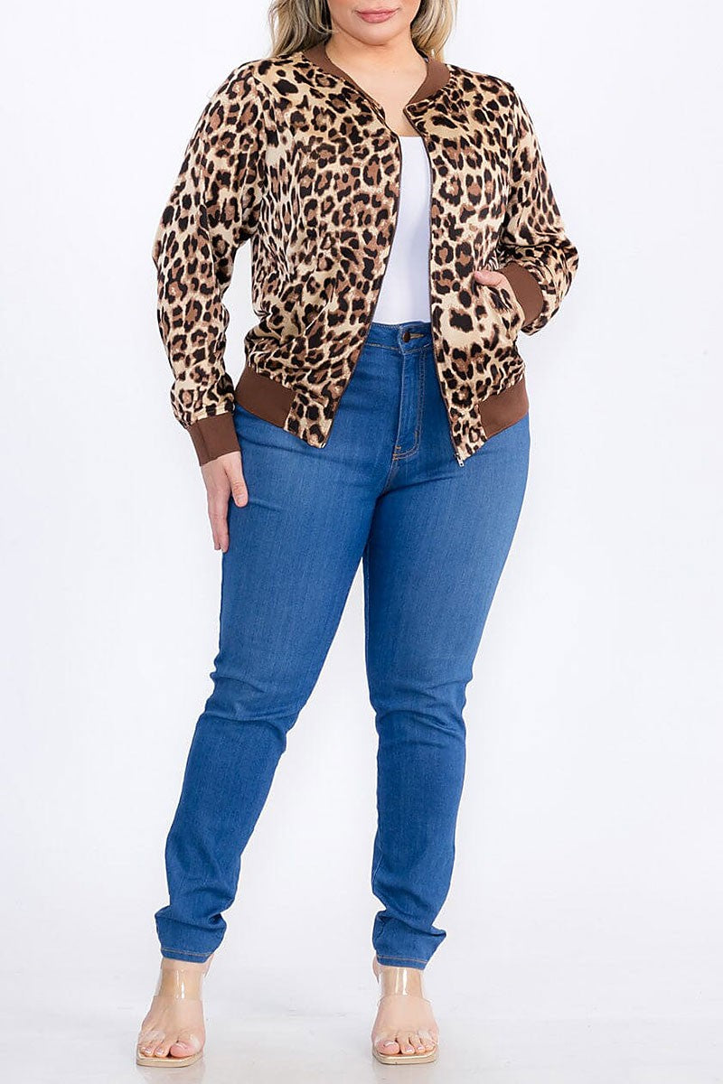 Zipper closure animal print jacket (RVWT9080)