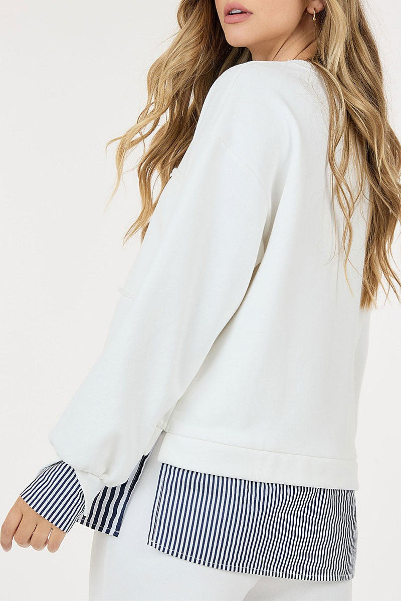 Long sleeve colorblock stripes top (RVWT9179)