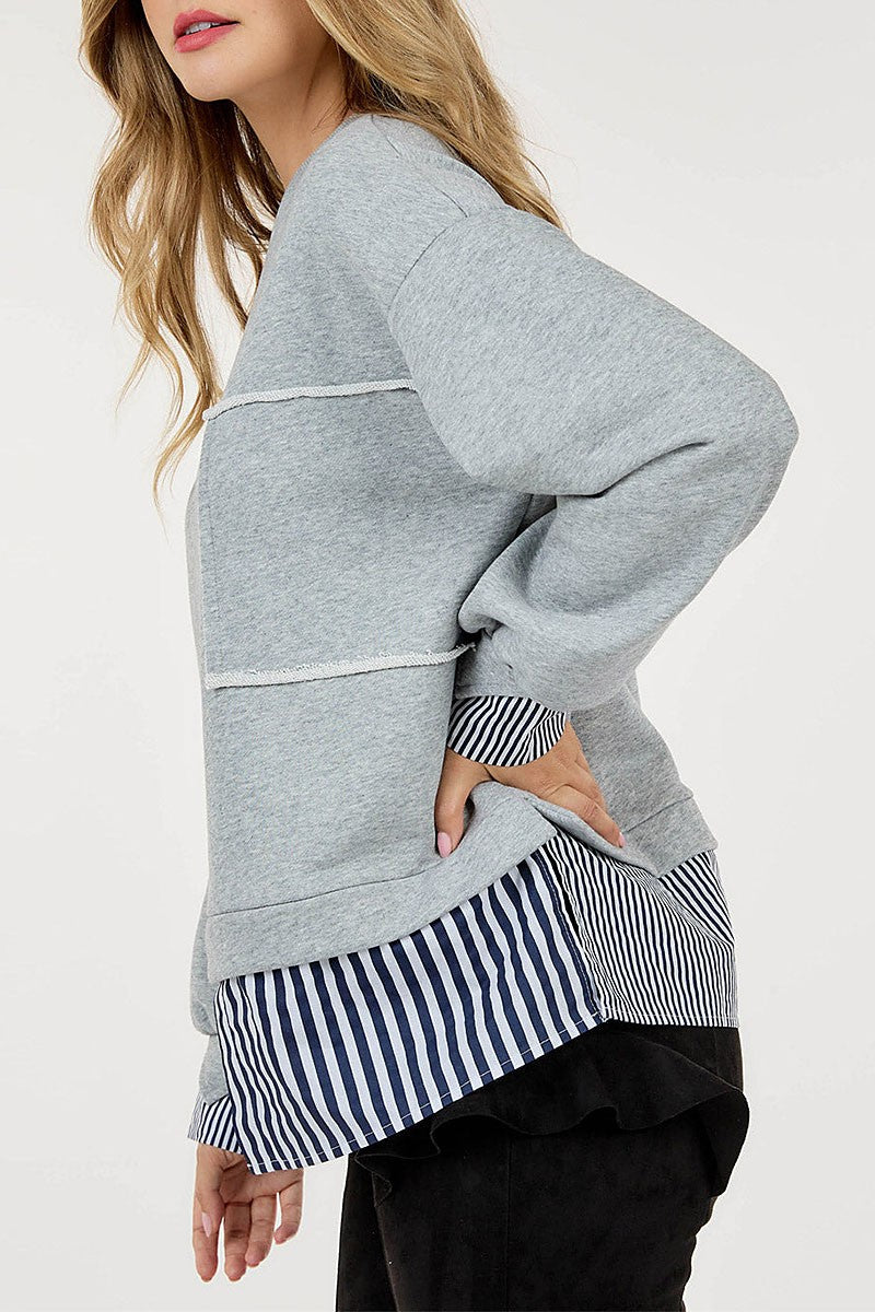 Long sleeve colorblock stripes top (RVWT9179)