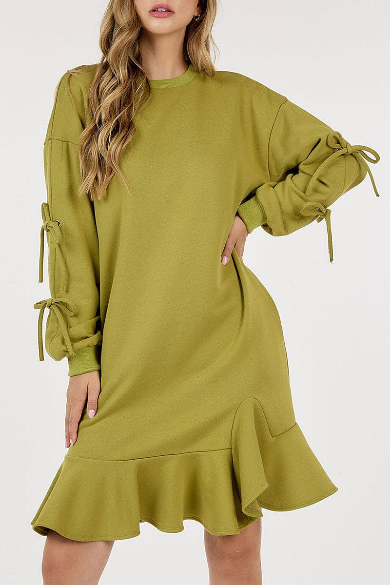 Tunic loose fit pockets midi sweater dress (RVWT9196)