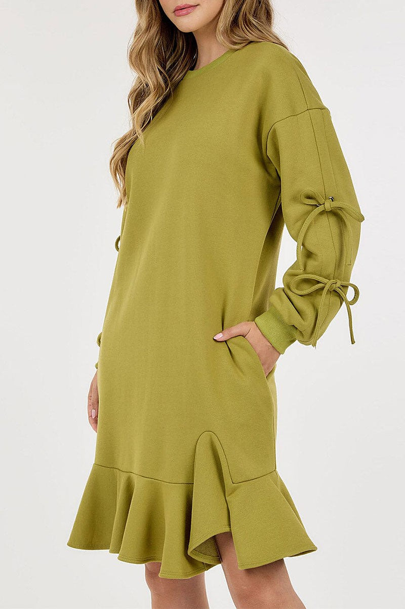 Tunic loose fit pockets midi sweater dress (RVWT9196)