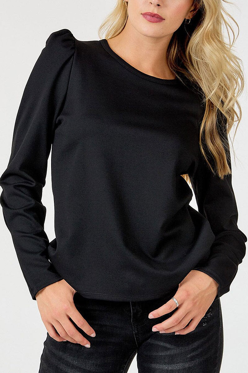 Long puff sleeve solid top (RVWT9200)