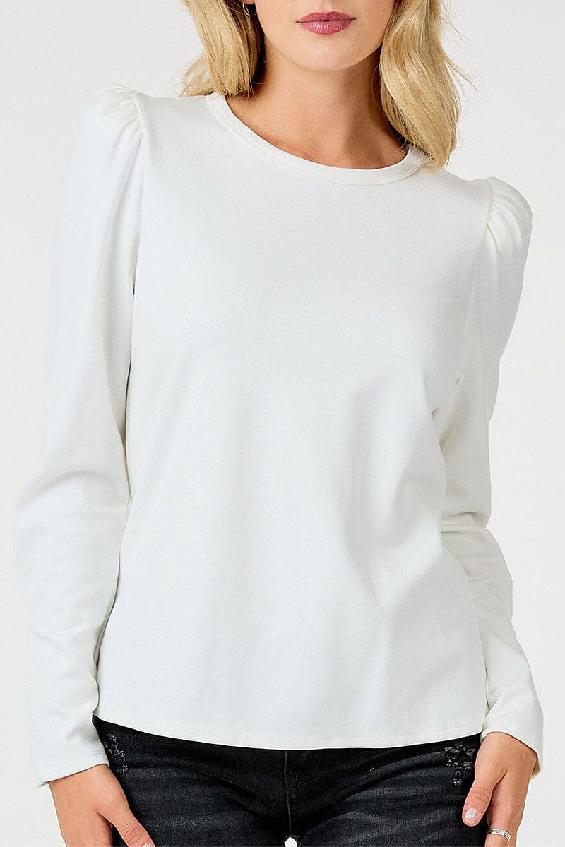 Long puff sleeve solid top (RVWT9200)