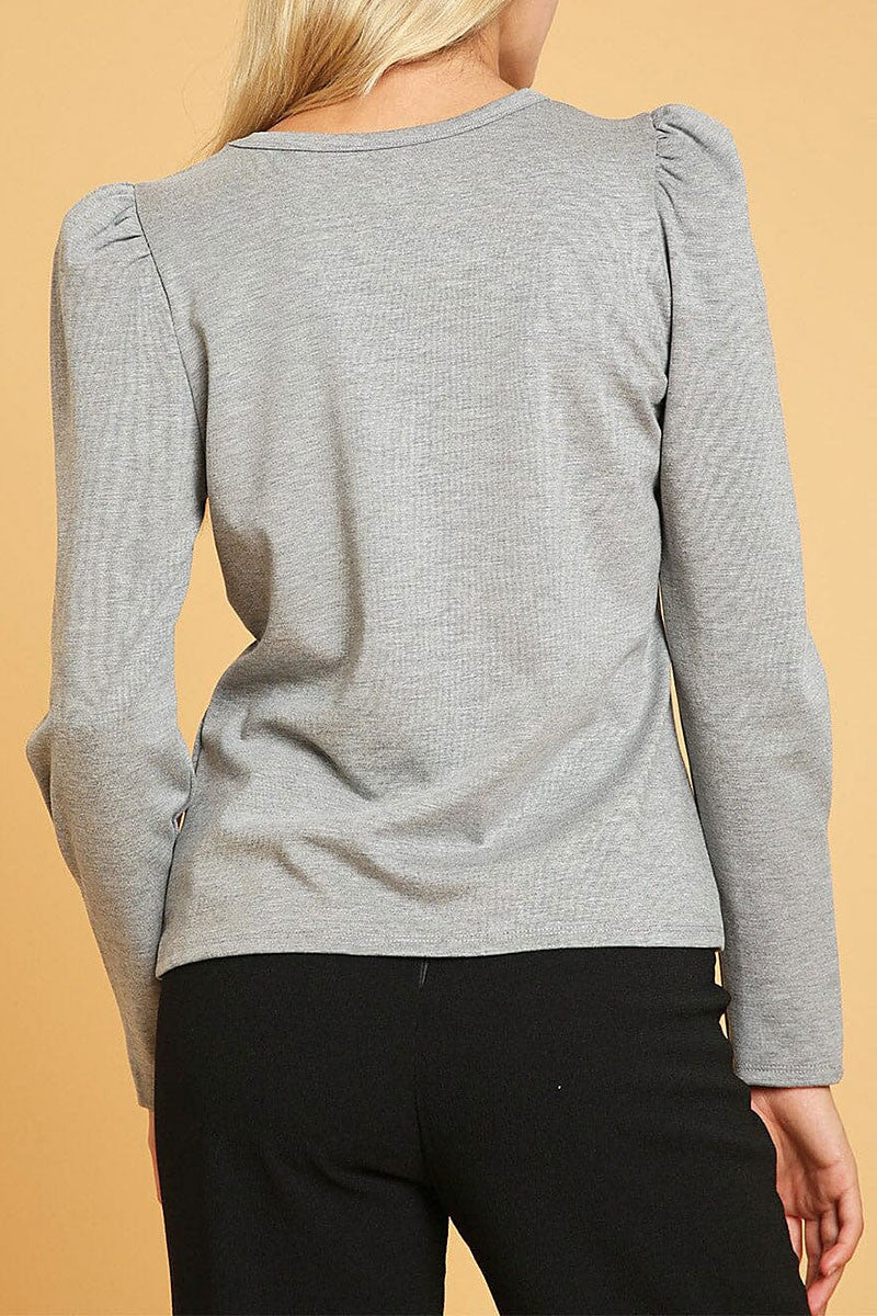 Long puff sleeve solid top (RVWT9200)