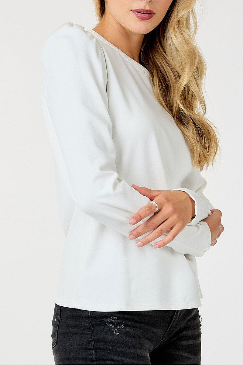 Long puff sleeve solid top (RVWT9200)