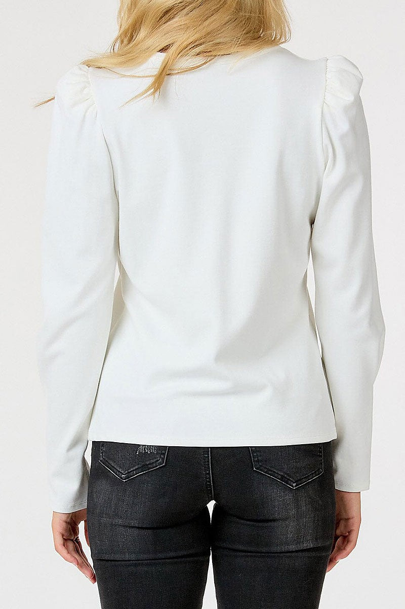 Long puff sleeve solid top (RVWT9200)