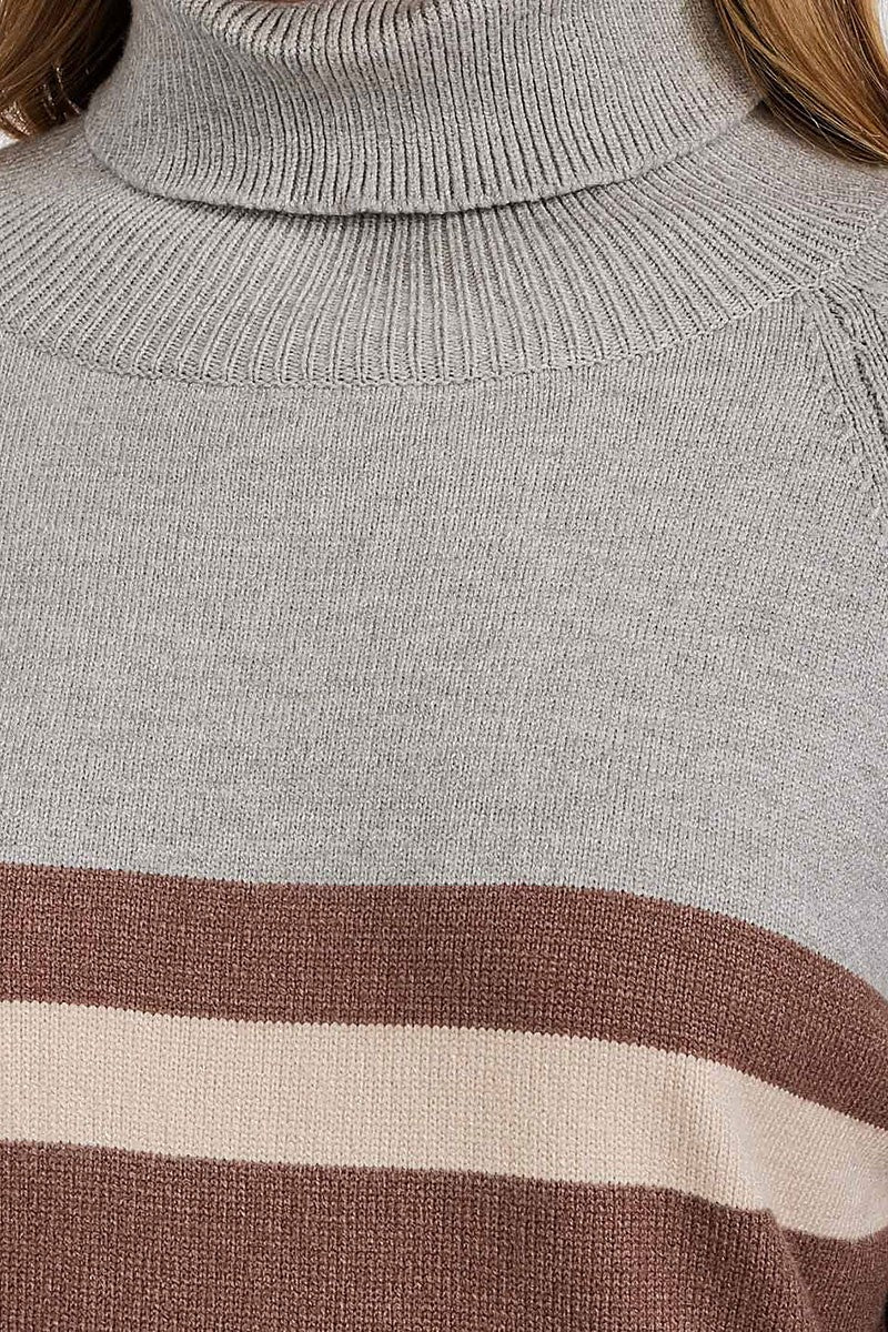 Turtle neck multi stripe loose fit sweater (RVWT9356)