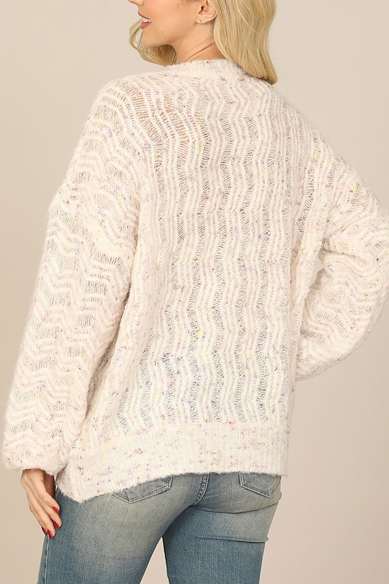 Knitted puff sleeve sweater (RSS6946)