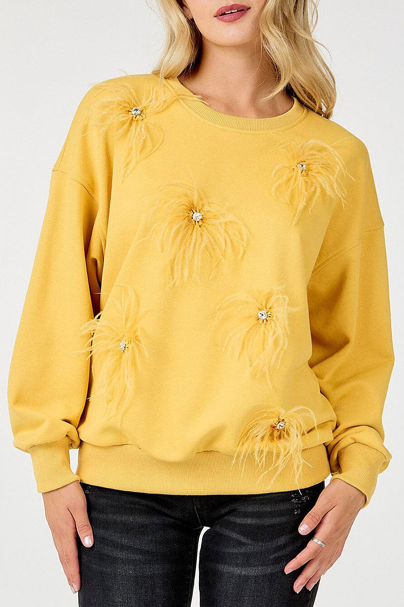 Feather studs detail pullover sweater (RVWT9822)