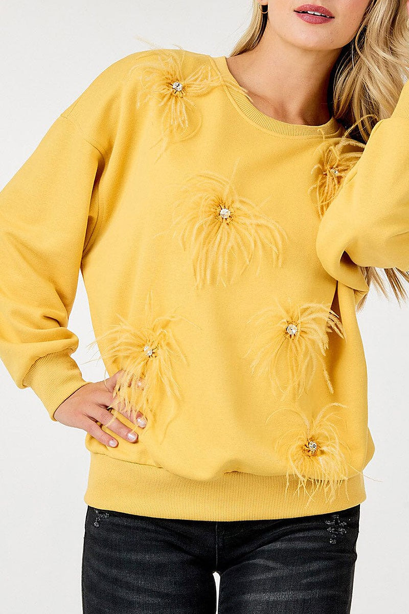 Feather studs detail pullover sweater (RVWT9822)