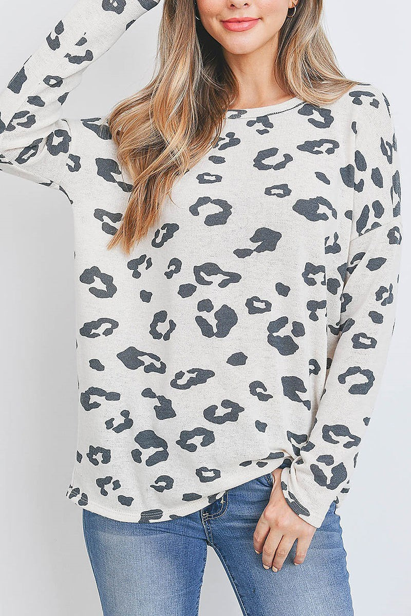 Leopard print long sleeve top (EF2738)