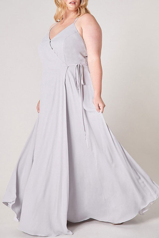 Sleeveless surplice open back maxi dress (EFWT3235)