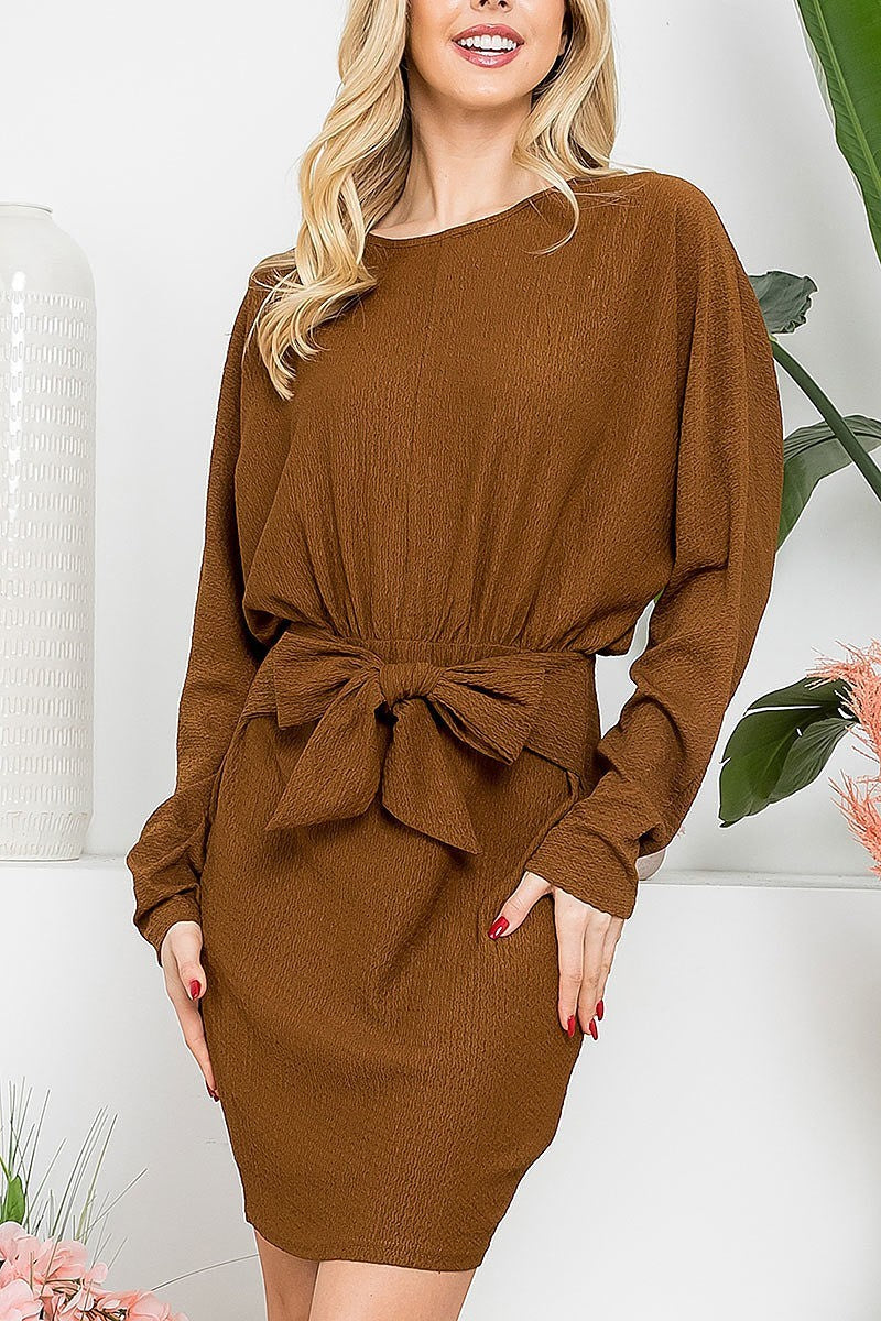 Waist detail dolman sleeve dress (DED8126)