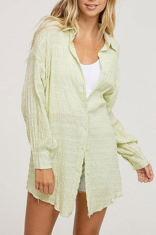 Long sleeve button up top (EFWT5293)